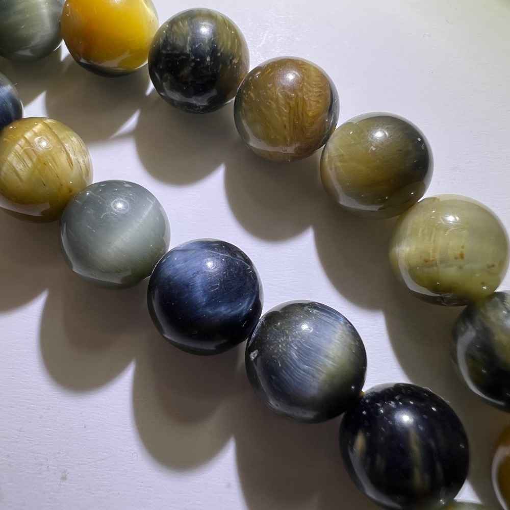 Blue and Gold Tiger Eye 8 mm Beads String for Jewelry Making - Picture 2 of 7